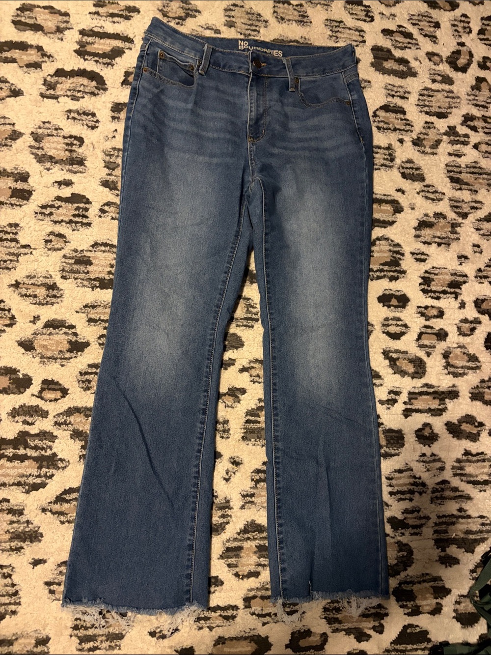 No Boundaries Blue Flare Jeans with Raw Hem